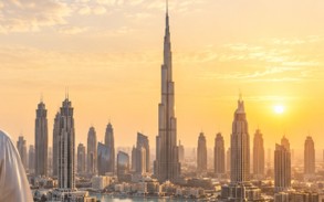 Burj Khalifa and the modern Dubai skyline at sunset, illustrating Dubai’s emergence as a global city.